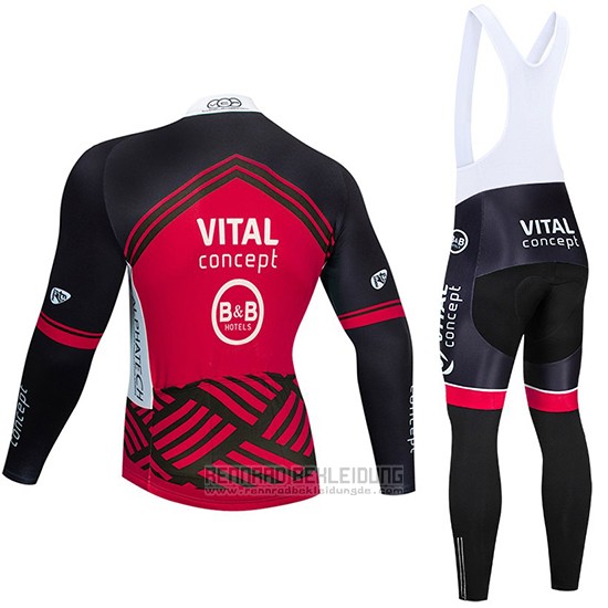 2019 Fahrradbekleidung Vital Concept Rot Wei Shwarz Trikot Langarm und Tragerhose